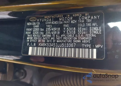 2020 Hyundai Kona Ultimate из США, поврежденный, VIN KM8K53A51LU513367